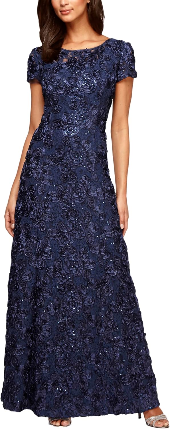 Elegant Long Rosette Mother of The Bride Dress for Weddings