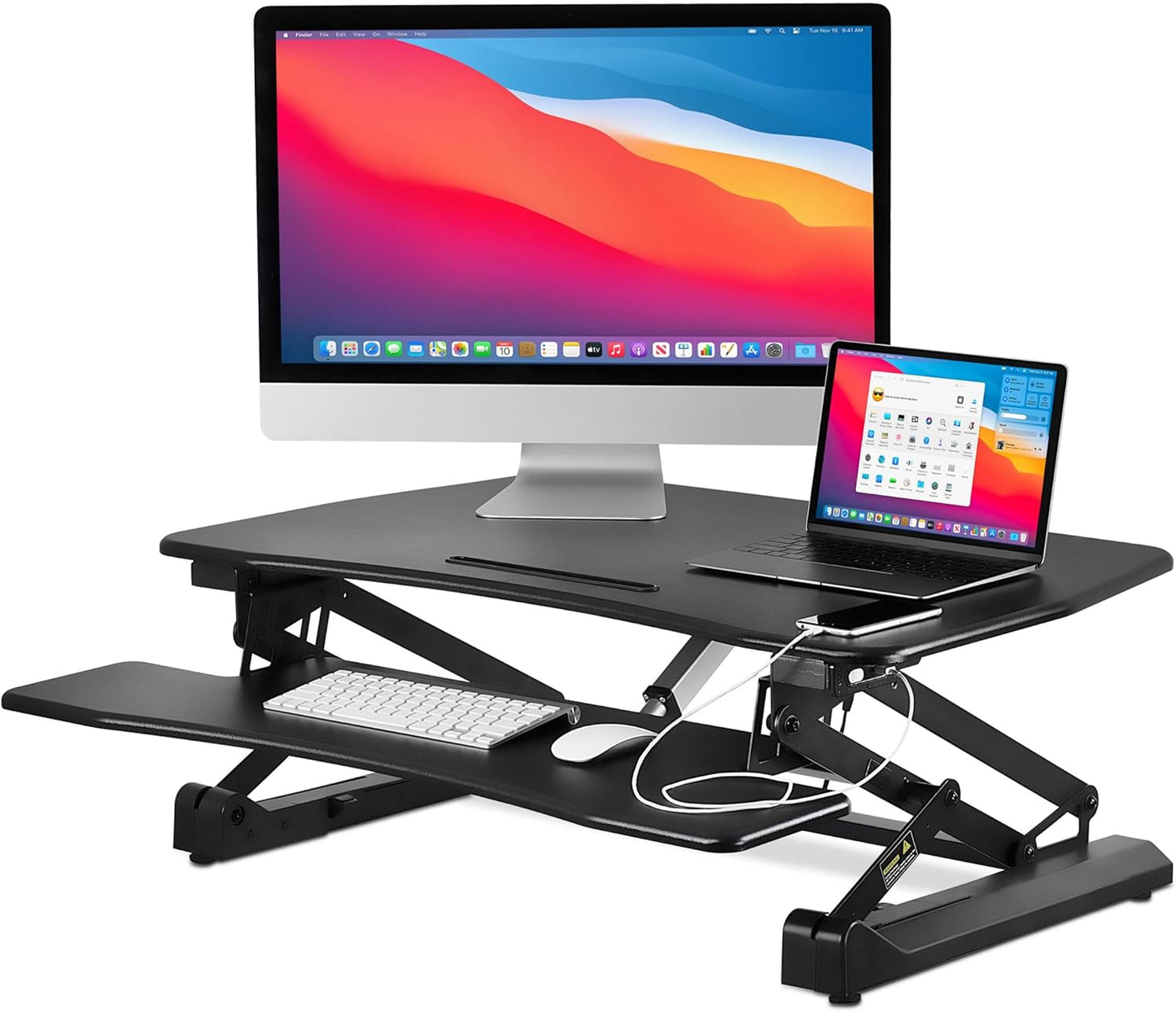 Electric Stand Up Desk Converter, Motorized Sit to Stand, Ergonomic, USB Port