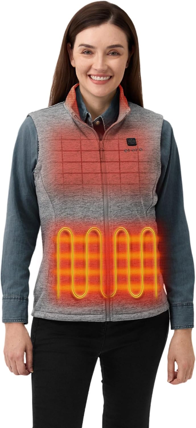 ORORO Women's Heated Fleece Vest with Upgraded Collar Heating