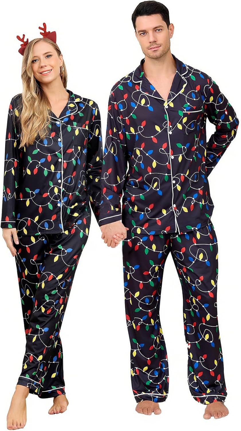 RAISEVERN Couples Christmas Matching Pajamas Set for All Sizes