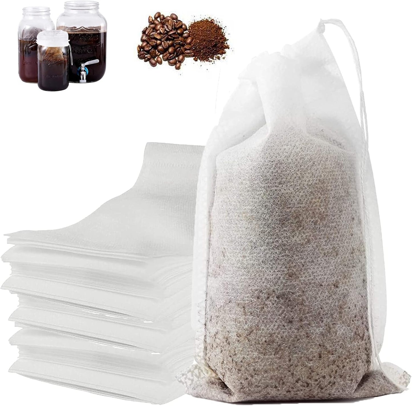 120 Disposable Cold Brew Bags - No Mess, Fine Mesh Filters for Iced Coffee