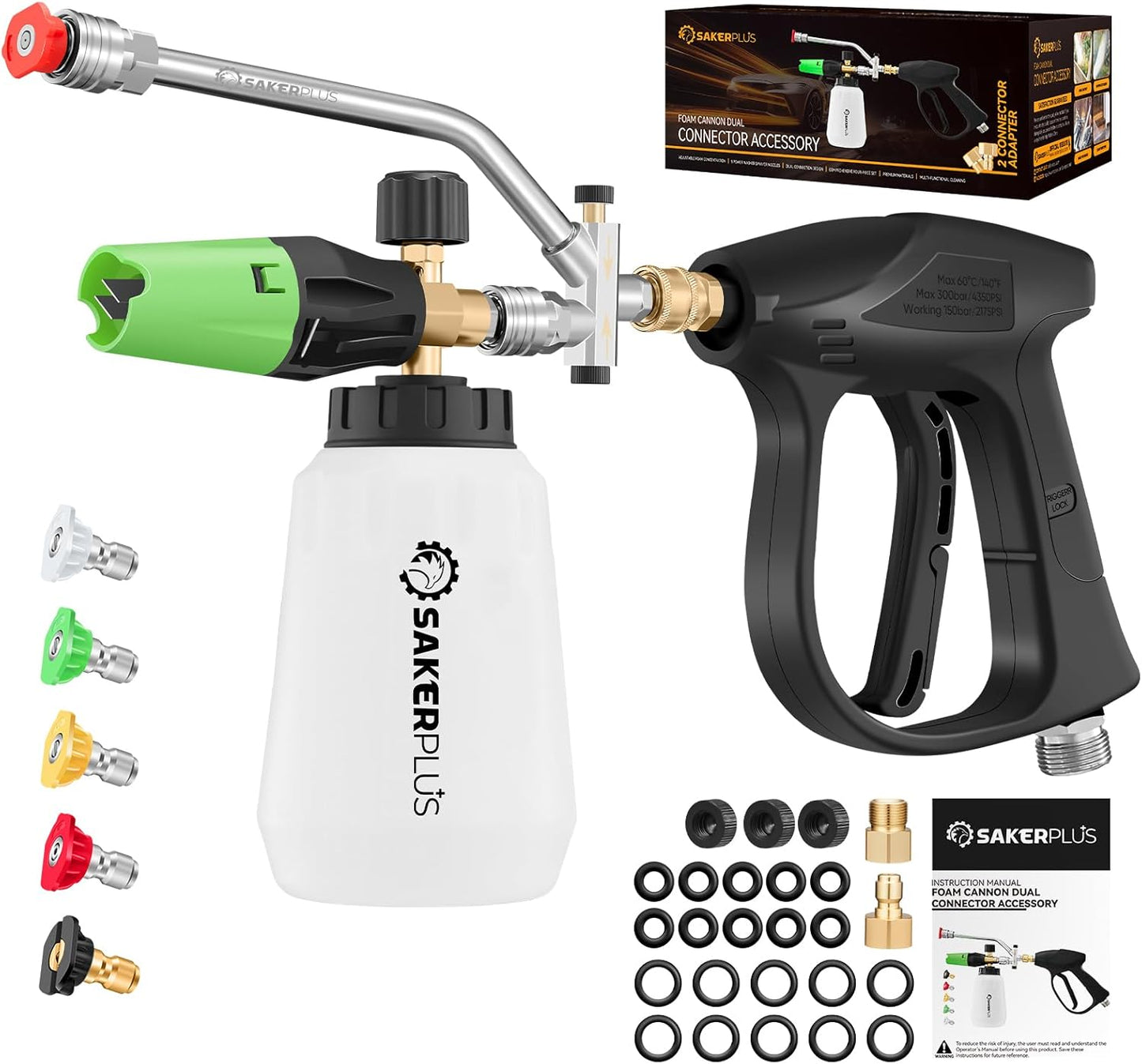Sakerplus Foam Cannon Dual Connector for Pressure Washers