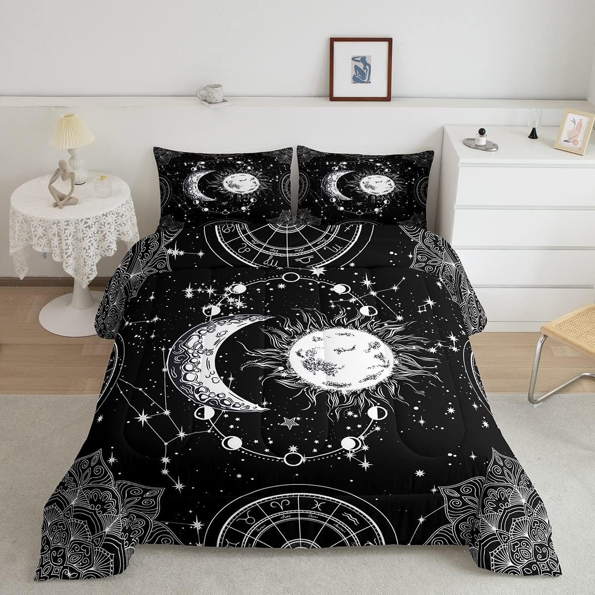 Sun and Moon Bedding Set for Kids with Unique Galaxy Design
