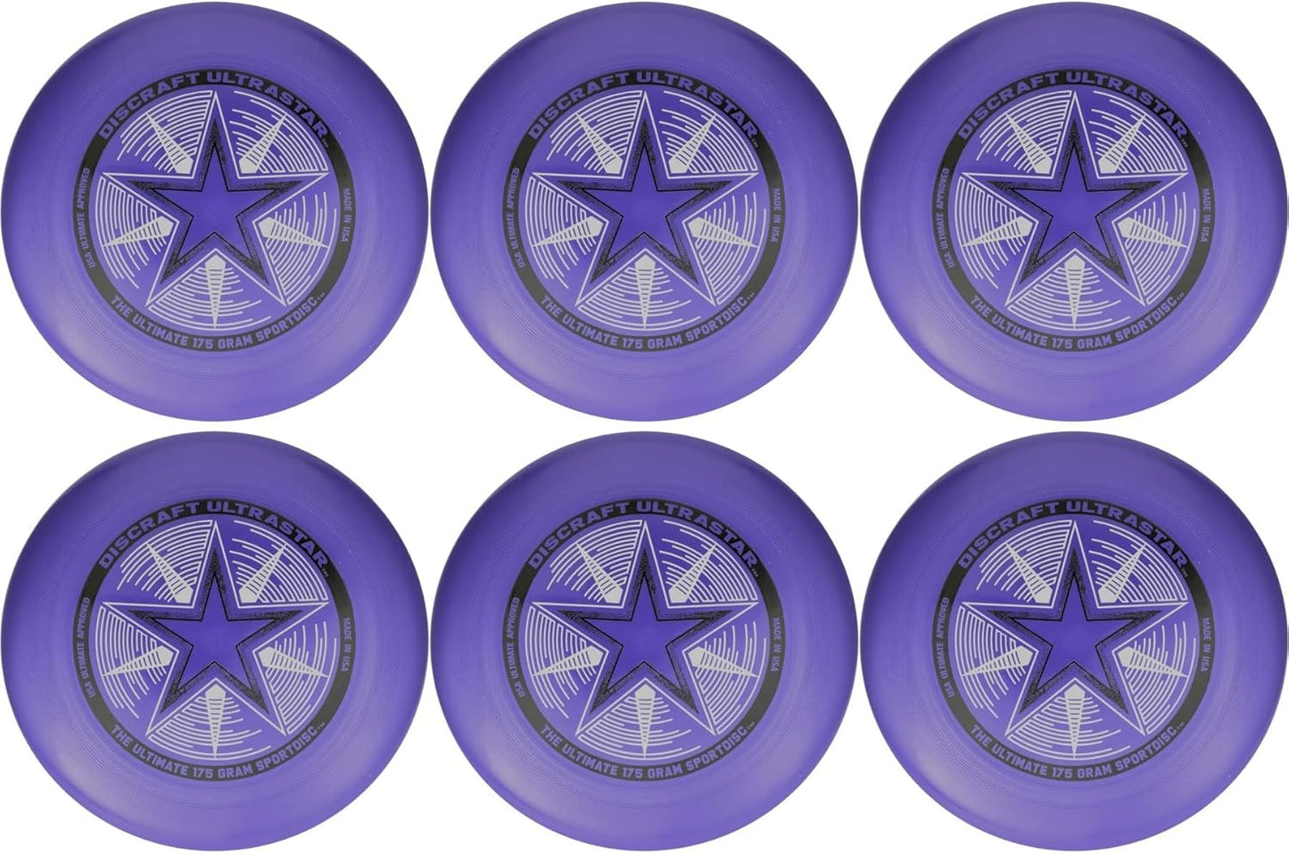 6 Pack Discraft Ultimate Frisbee - Purple Passion!