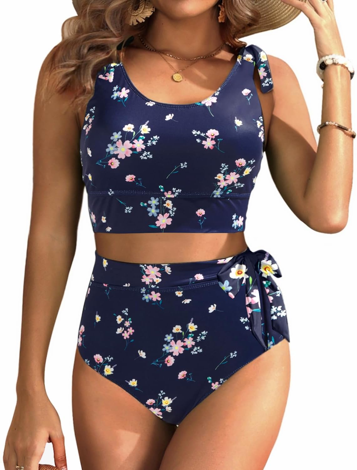 Two Piece High Waisted Swimsuits for Women with Tummy Control