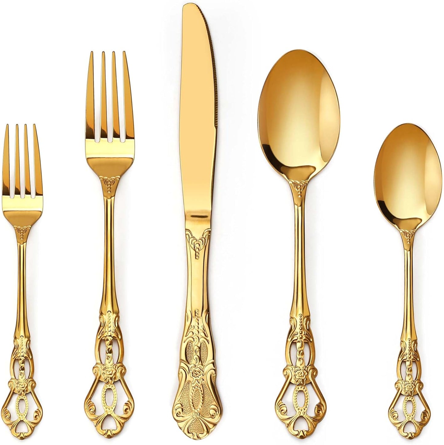 Retro Royal Silverware Set for 6, 30 Pieces Stainless Steel