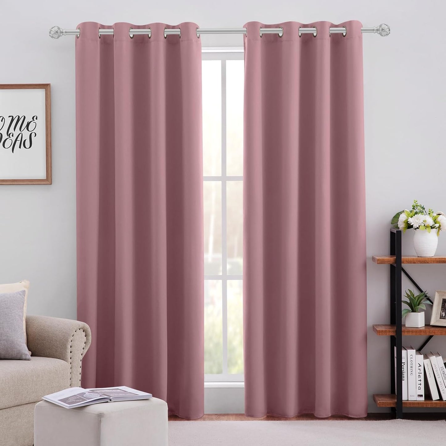 Mauve Blackout Curtains for Bedroom - Room Darkening Panels Set