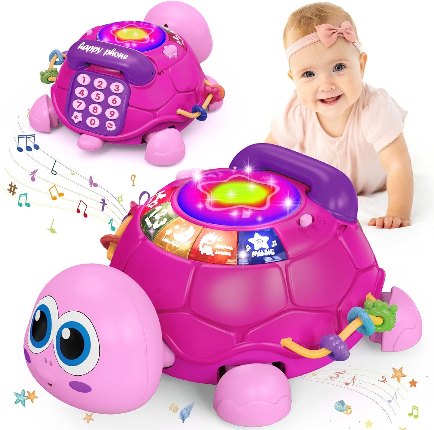 USSYBABY Light-Up Music Turtle: 6-12 Months Baby Toy for Crawling & Playtime