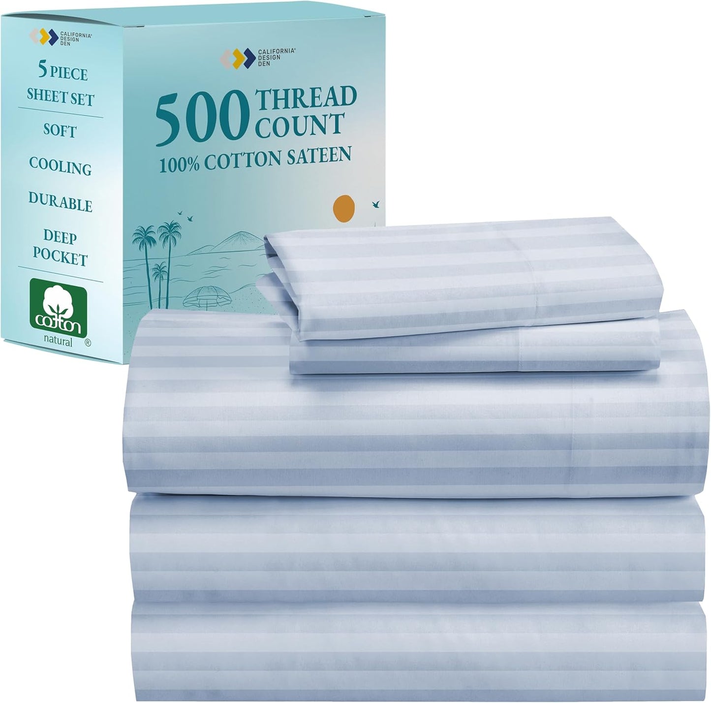 Luxury Split King Sheets Set for Adjustable Bed - Light Blue