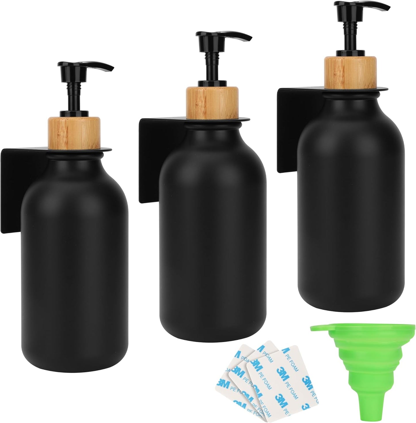Refillable Pump Bottles with Wall Mount - Shower Dispenser Set