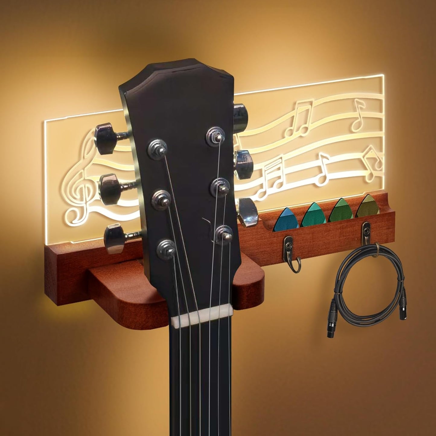 Solid Wood Wall Mount Guitar Stand - Space-Saving & Stylish