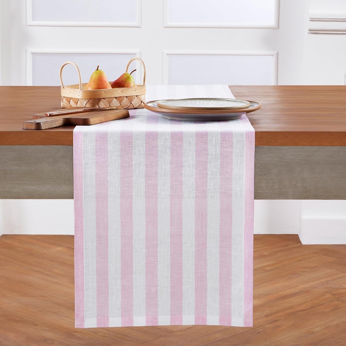 Linen Striped Table Runner 14 x 48 Inch for Stylish Decor