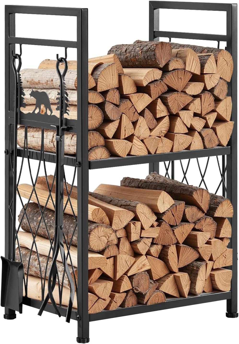 VEVOR Indoor Firewood Rack with Tools for Heavy Duty Storage