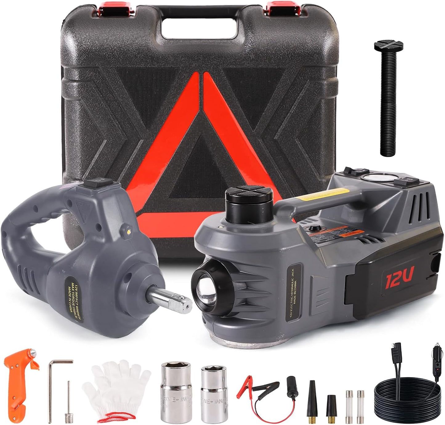 EFFIROSO Portable 5 Ton Electric Car Jack Kit for Emergencies