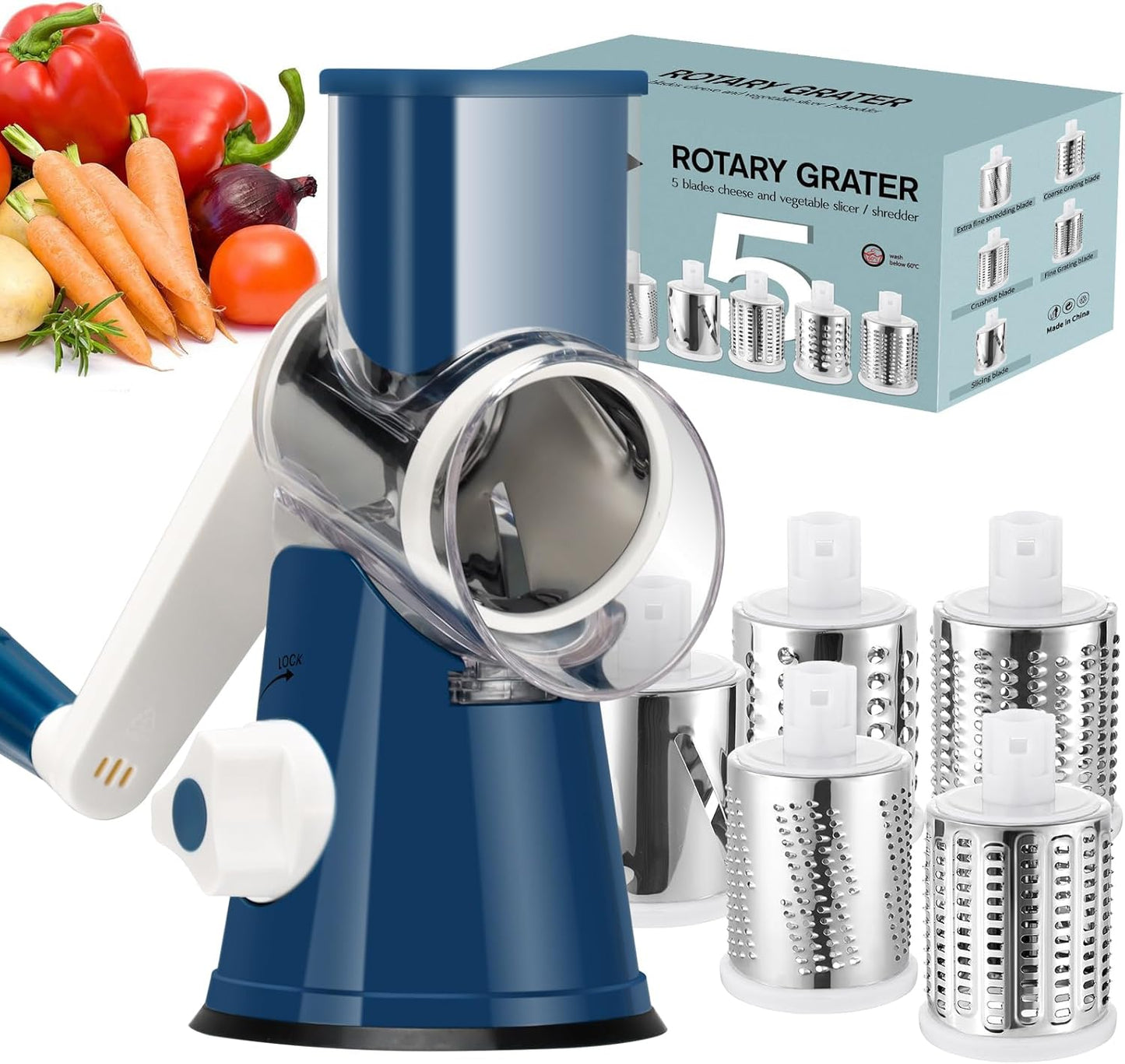 Ourokhome Rotary Cheese Grater Hand Crank for Easy Shredding