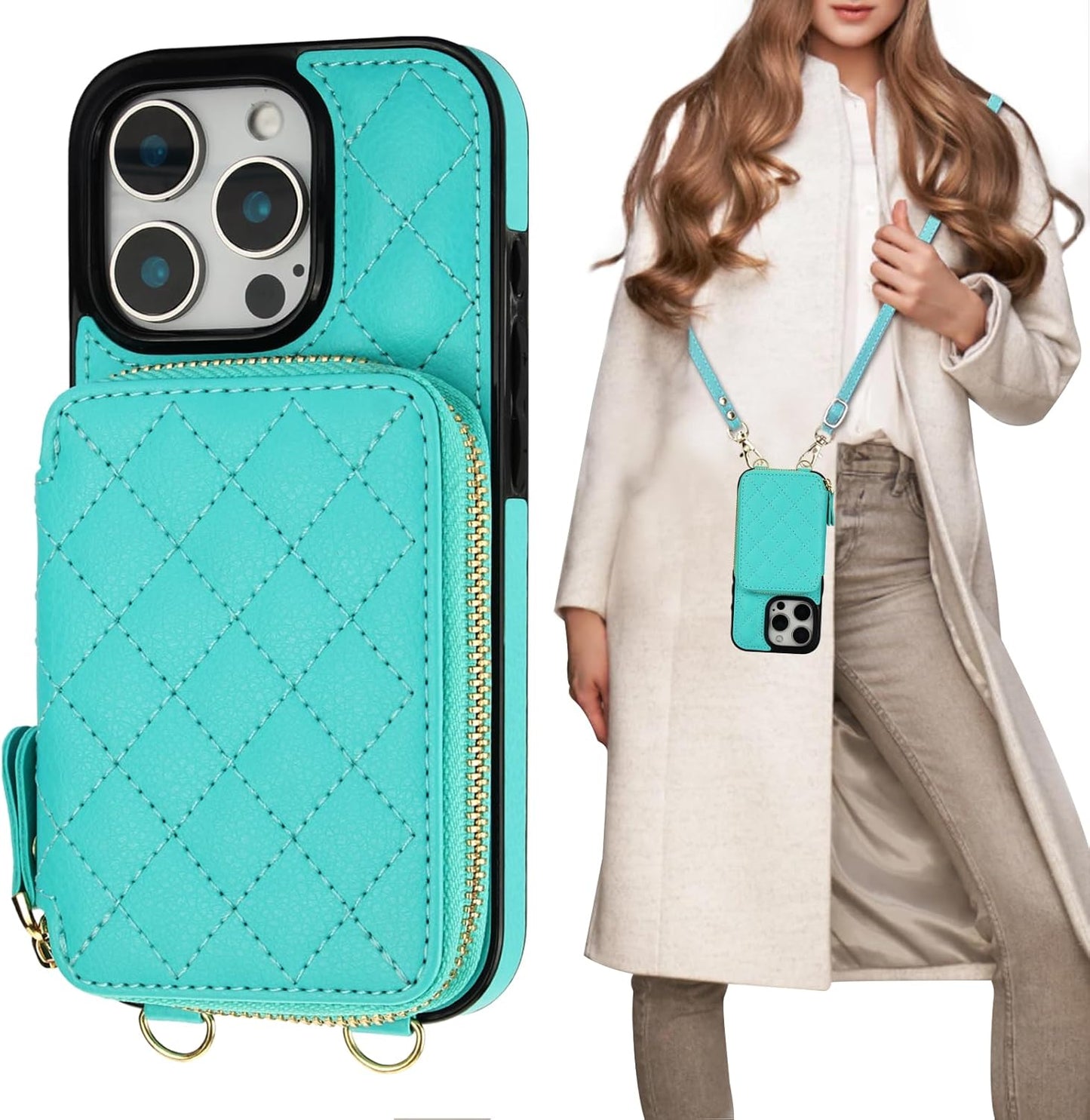 Bocasal Crossbody Wallet Case for iPhone 16 Pro with RFID Blocking