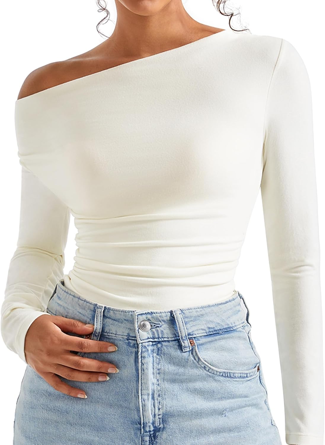 SUUKSESS Women Long Sleeve Off Shoulder Tops for Fall Fashion