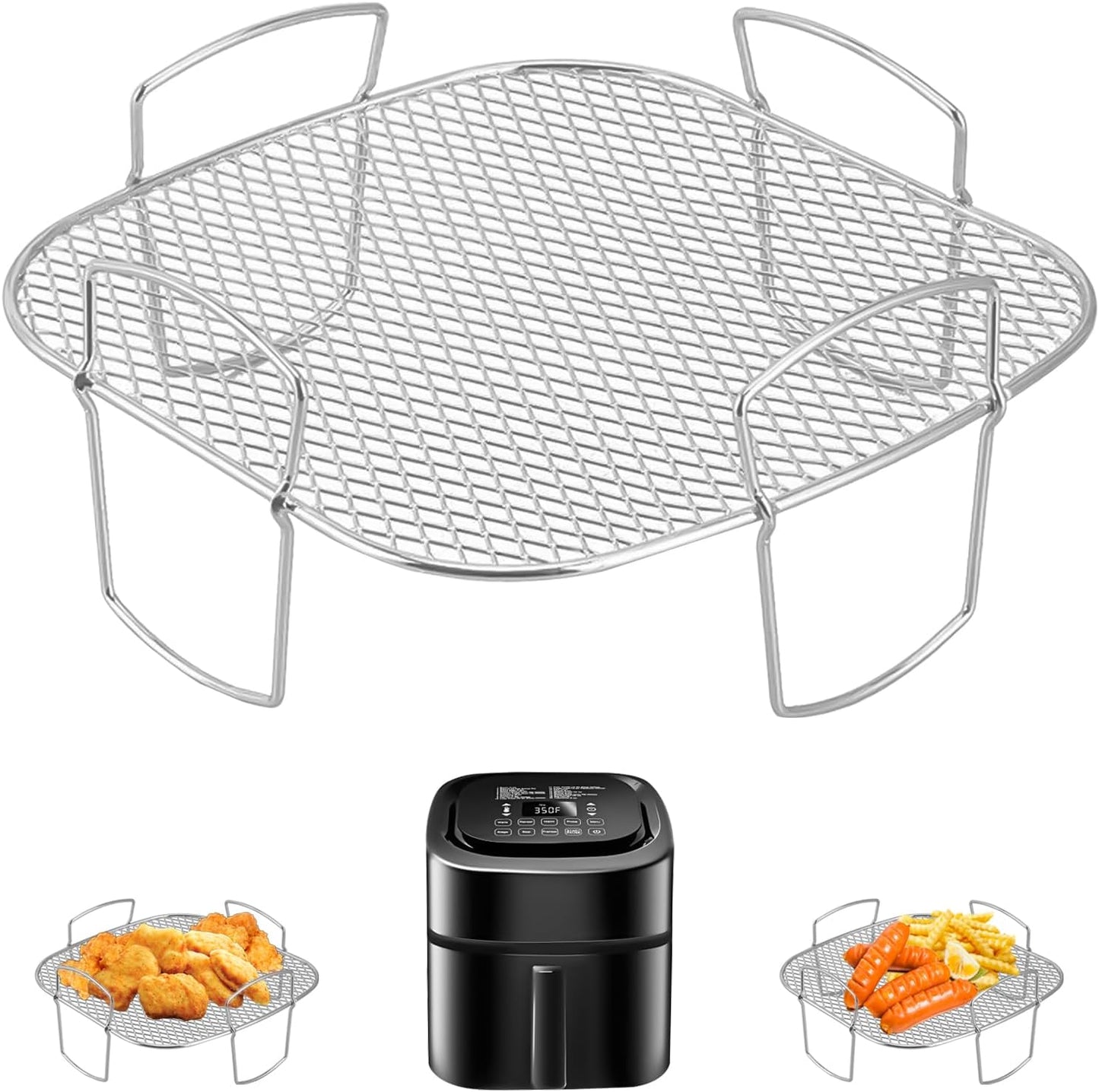 Steel Non-Stick Air Fryer Grill Basket Set
