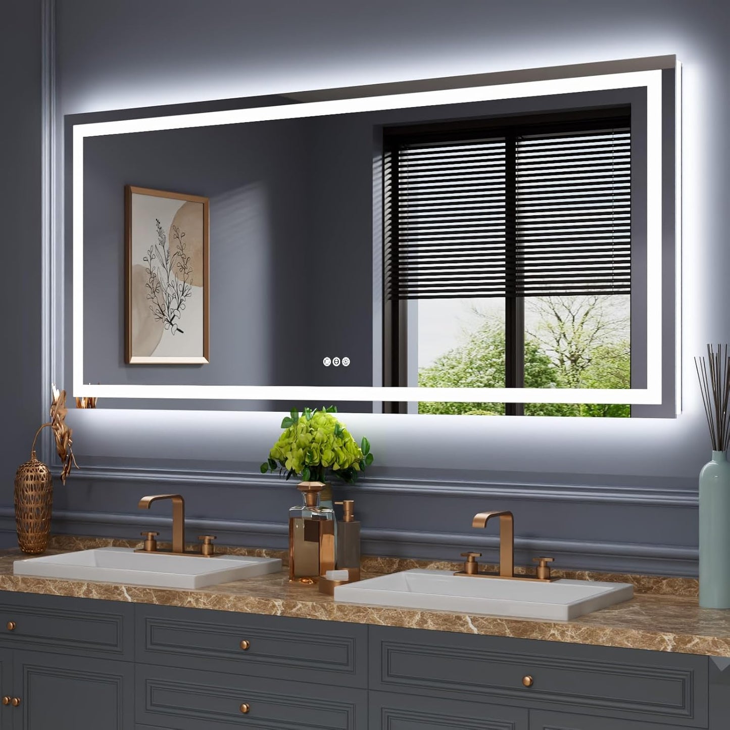Amorho LED Bathroom Mirror with Front and Backlight Features