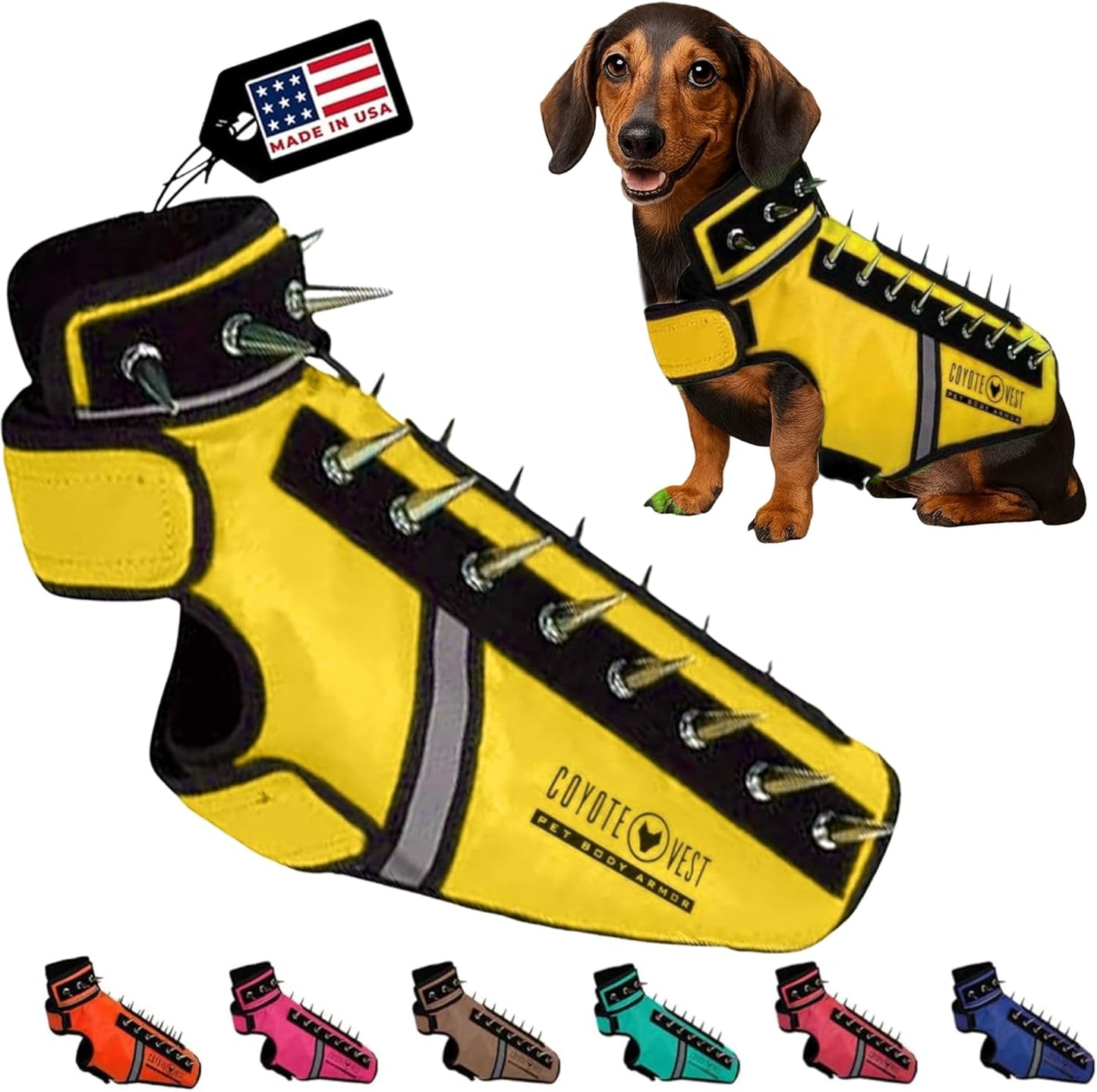 CoyoteVest SpikeVest Dog Harness for Small Dogs - Reflective Safety