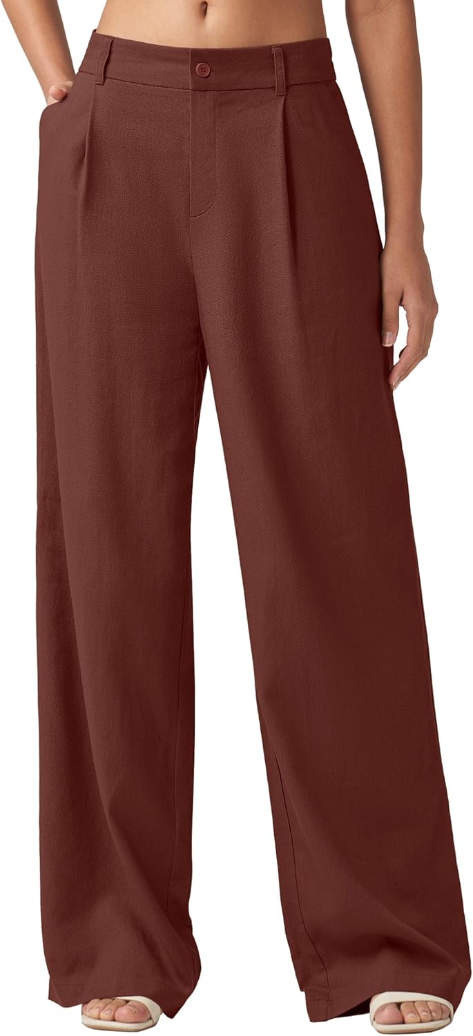 Willit Women's Linen Pants Wide Leg Casual Slacks with Pockets