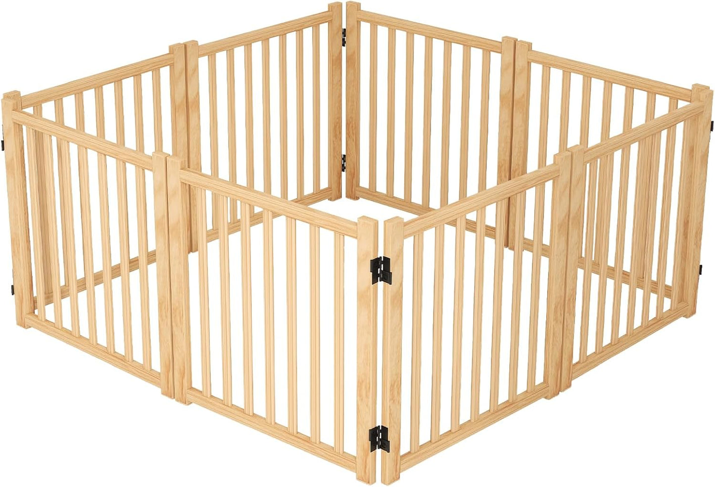YOCAN Wooden Freestanding Dog Gate for Indoor Use and Safety