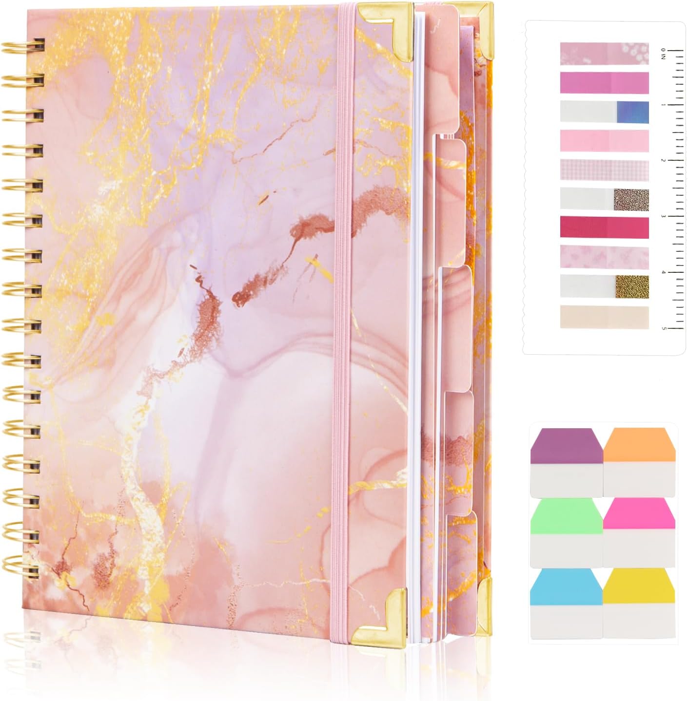Kutoda Pink Marble A4 Spiral Notebook - 300 Pages for Organized Writing
