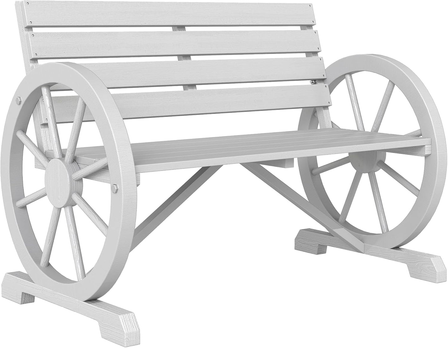 41in Wooden Wagon Wheel Bench for Rustic Outdoor Comfort
