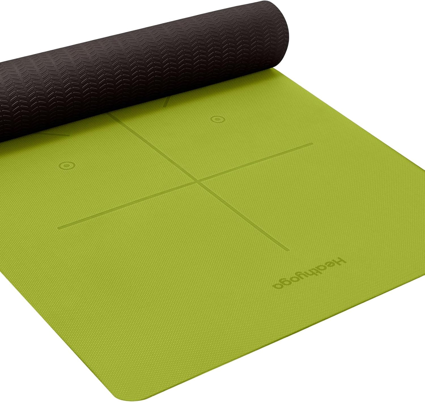 Heathyoga Eco Friendly Non Slip Yoga Mat with Body Alignment System