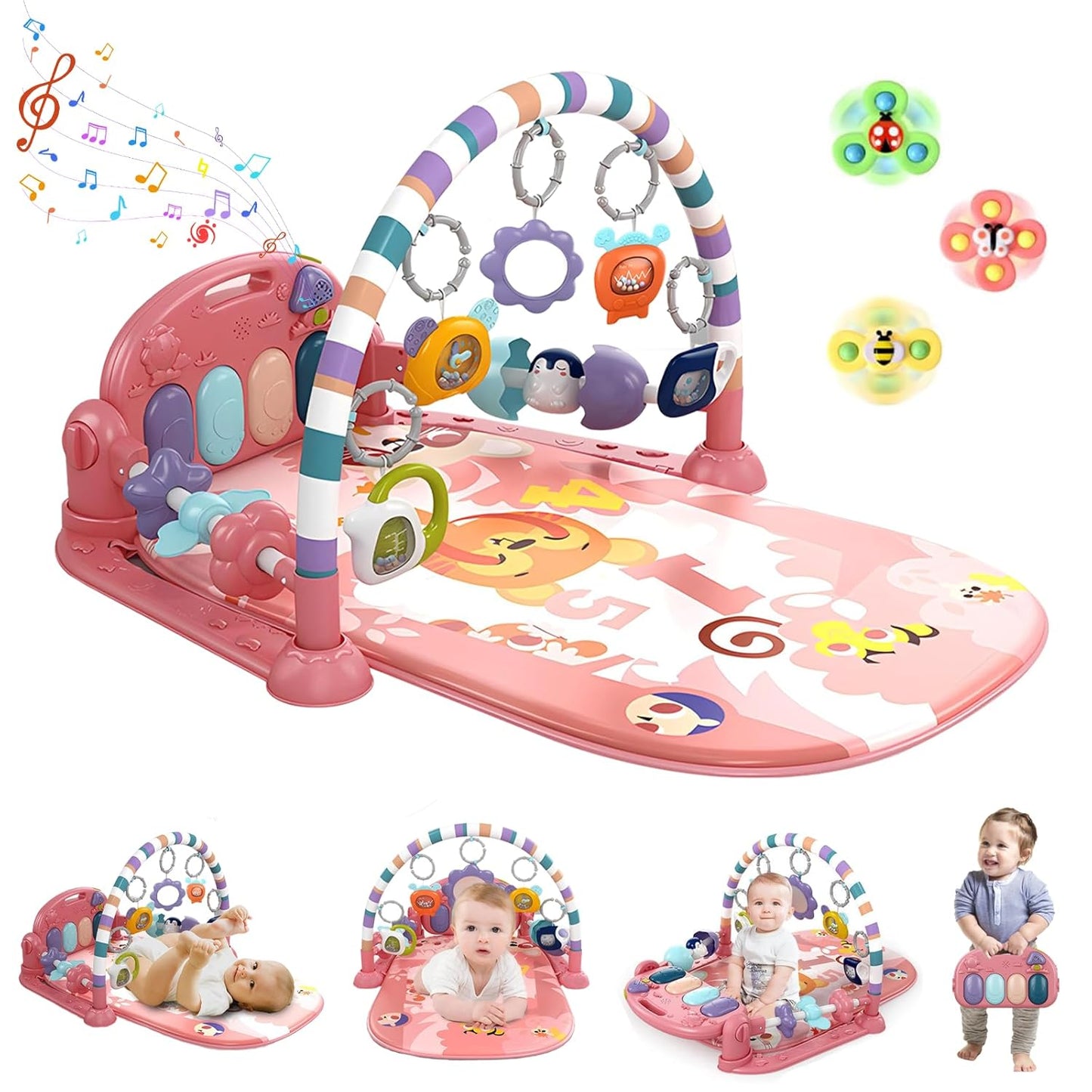 Baby Gym Play Mat for Infants - Musical Activity Tummy Time