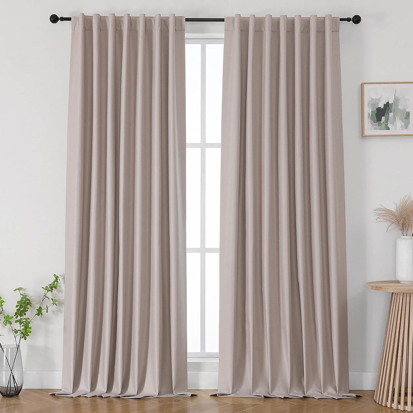 Joydeco Linen Blackout Curtains 96 Inches Long for Bedrooms