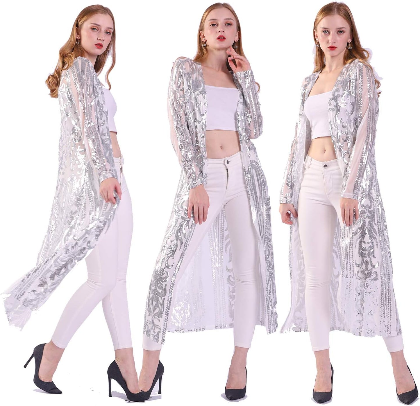 Women's Sequin Cardigan Summer Cover Up Dress for Evening Events
