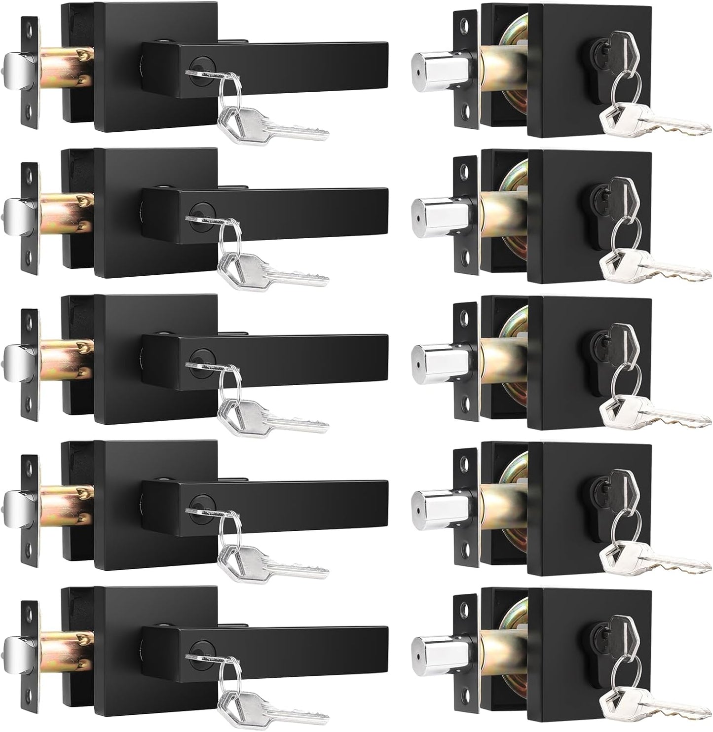 KNOBWELL Matte Black Heavy Duty Entrance Lever Door Handle Set