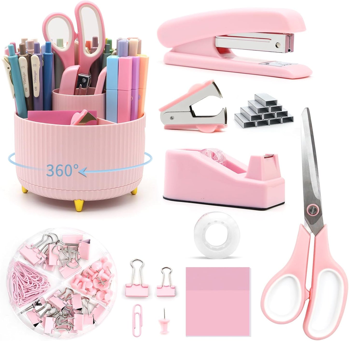 Rotating Pink Desk Set - Stylish Office Gifts