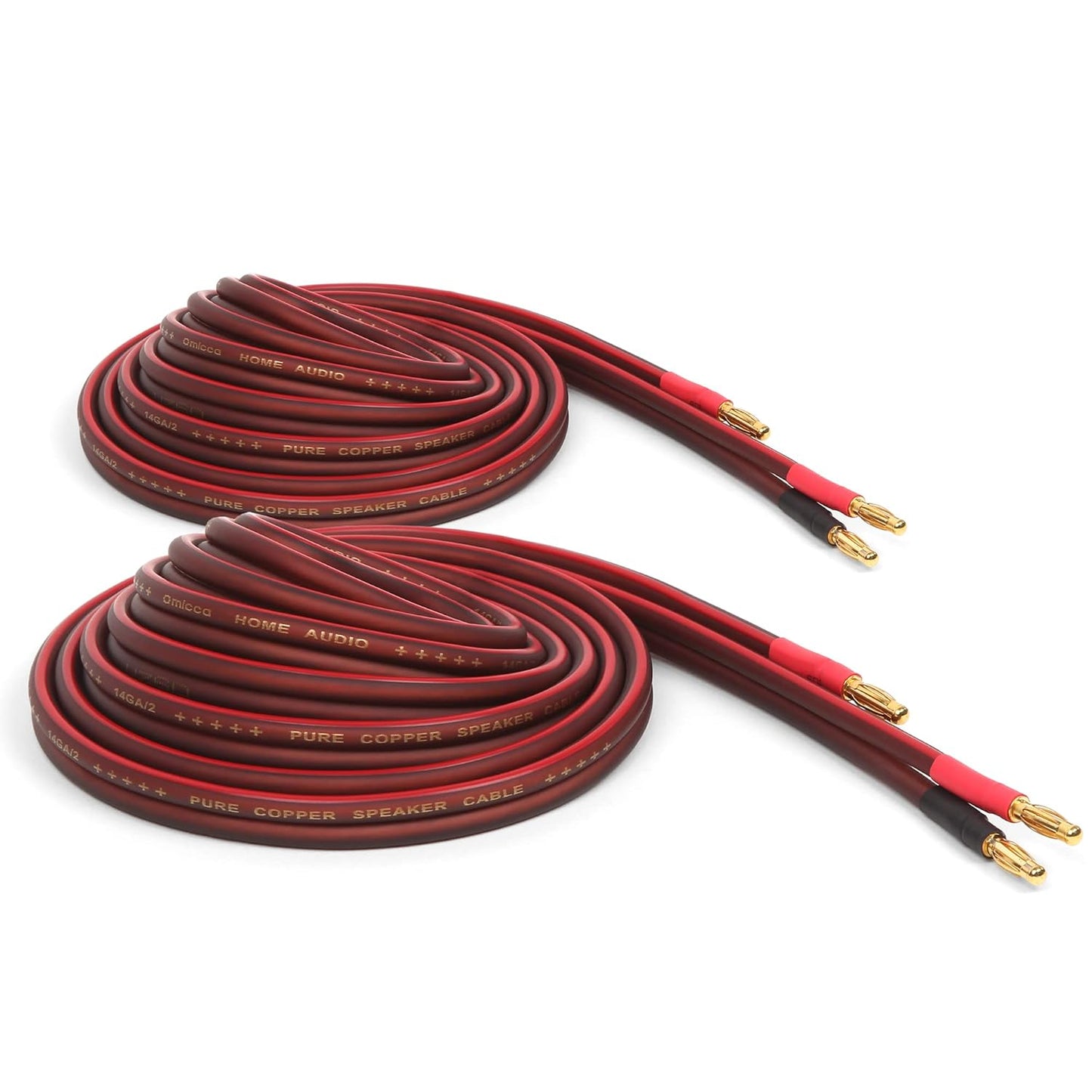 Micca 14 Gauge Pure Copper Speaker Wire with Gold Plated Plugs