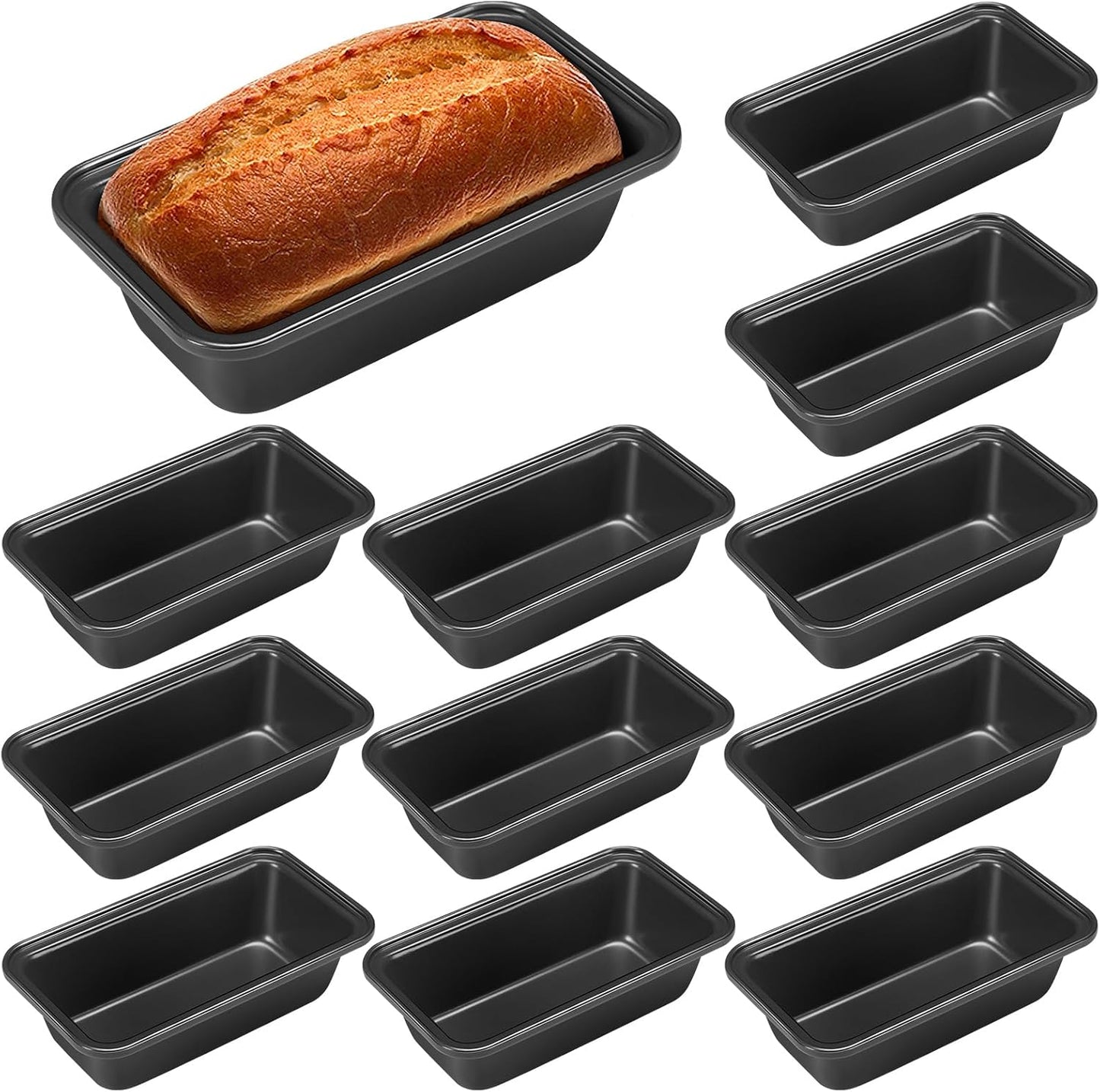 Uiifan Mini Loaf Pan Set - 12 Non Stick Baking Tins for Bread