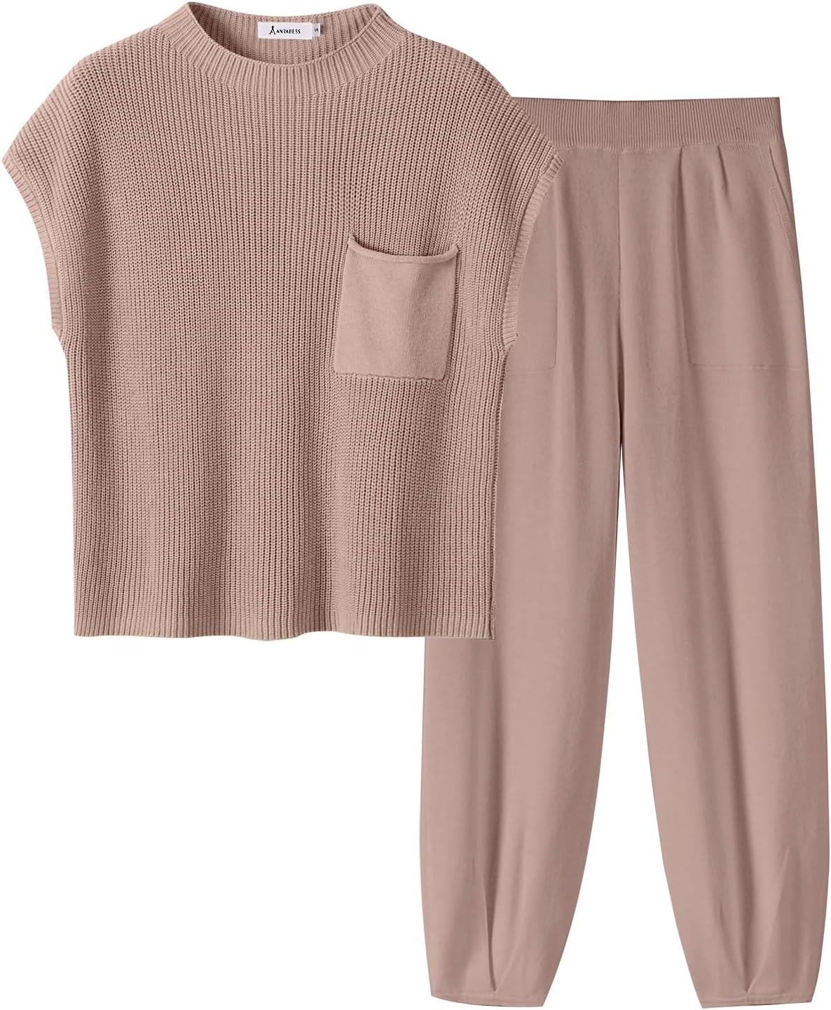 Stylish Women's Two Piece Outfits Knit Sweater Vest Crop Top Pants
