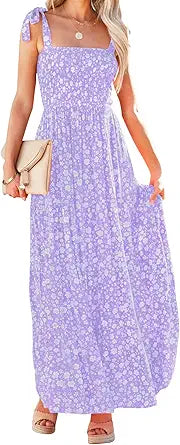 ZESICA Women's Boho Summer Floral Print Maxi Dress for Style