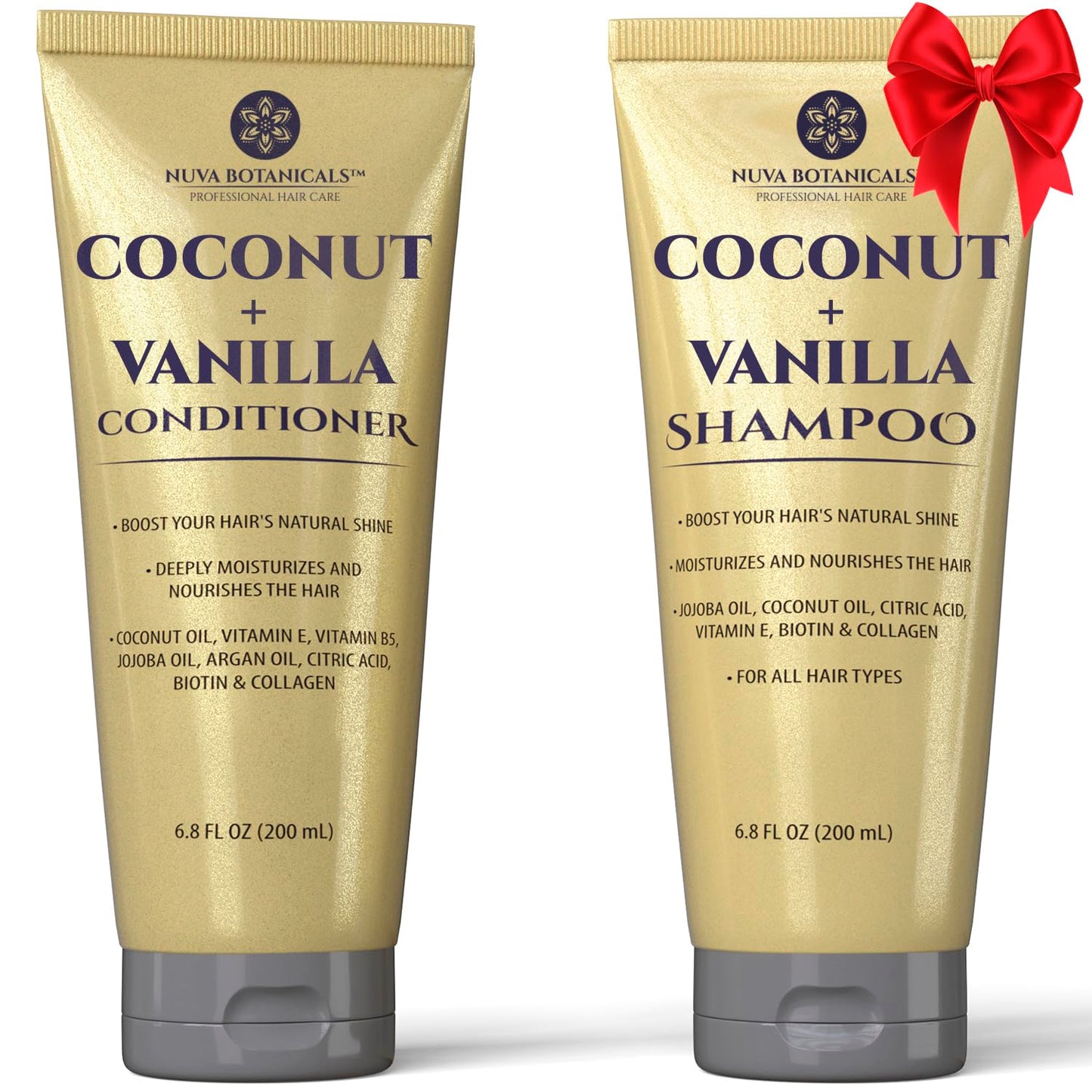 Hydrating Coconut & Vanilla Shampoo Set by Nuva Botanicals