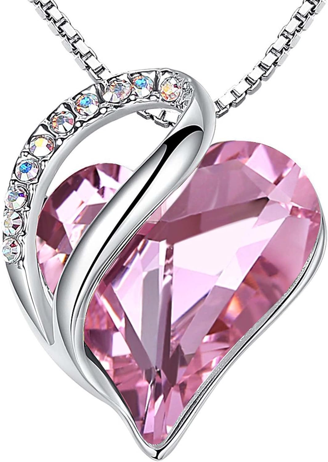 Infinity Love Birthstone Heart Crystal Pendant Necklace Gift