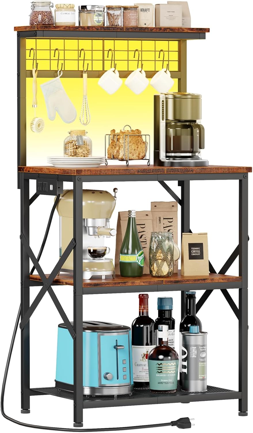 Rustic Brown Kitchen Storage Rack - Organize with Ease!