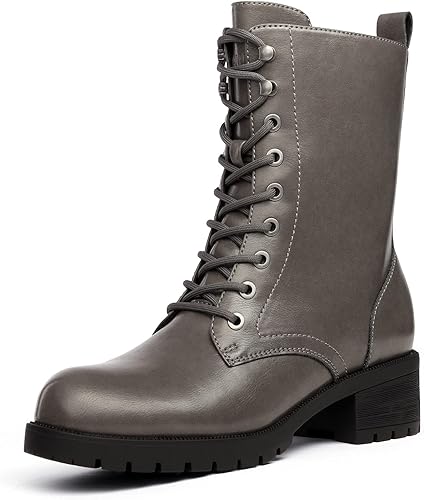 DREAM PAIRS Black Lace-up Combat Boots for Women - Stylish & Durable
