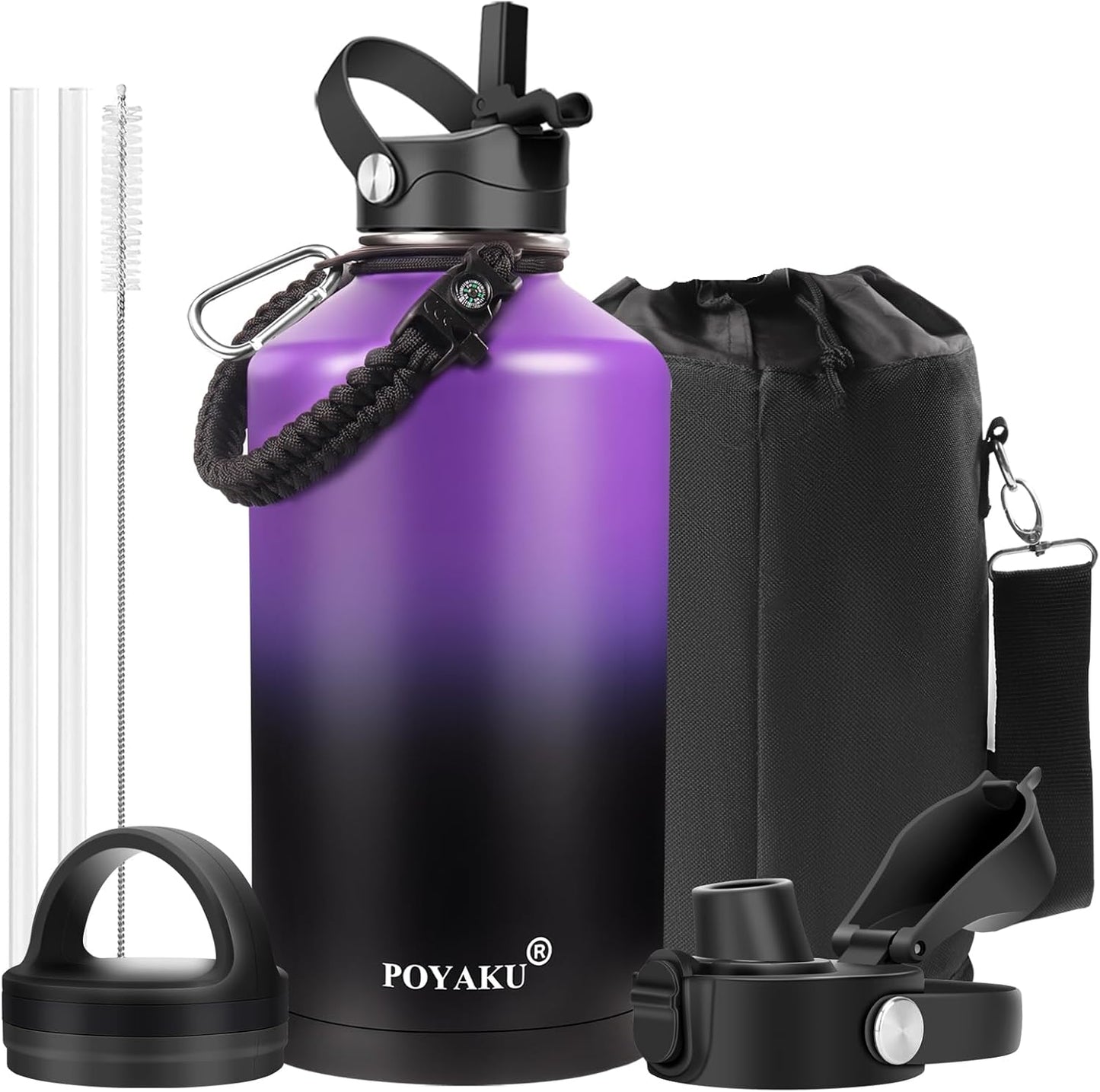 Insulated Water Bottle with 3 Lids for Sports and Office Use