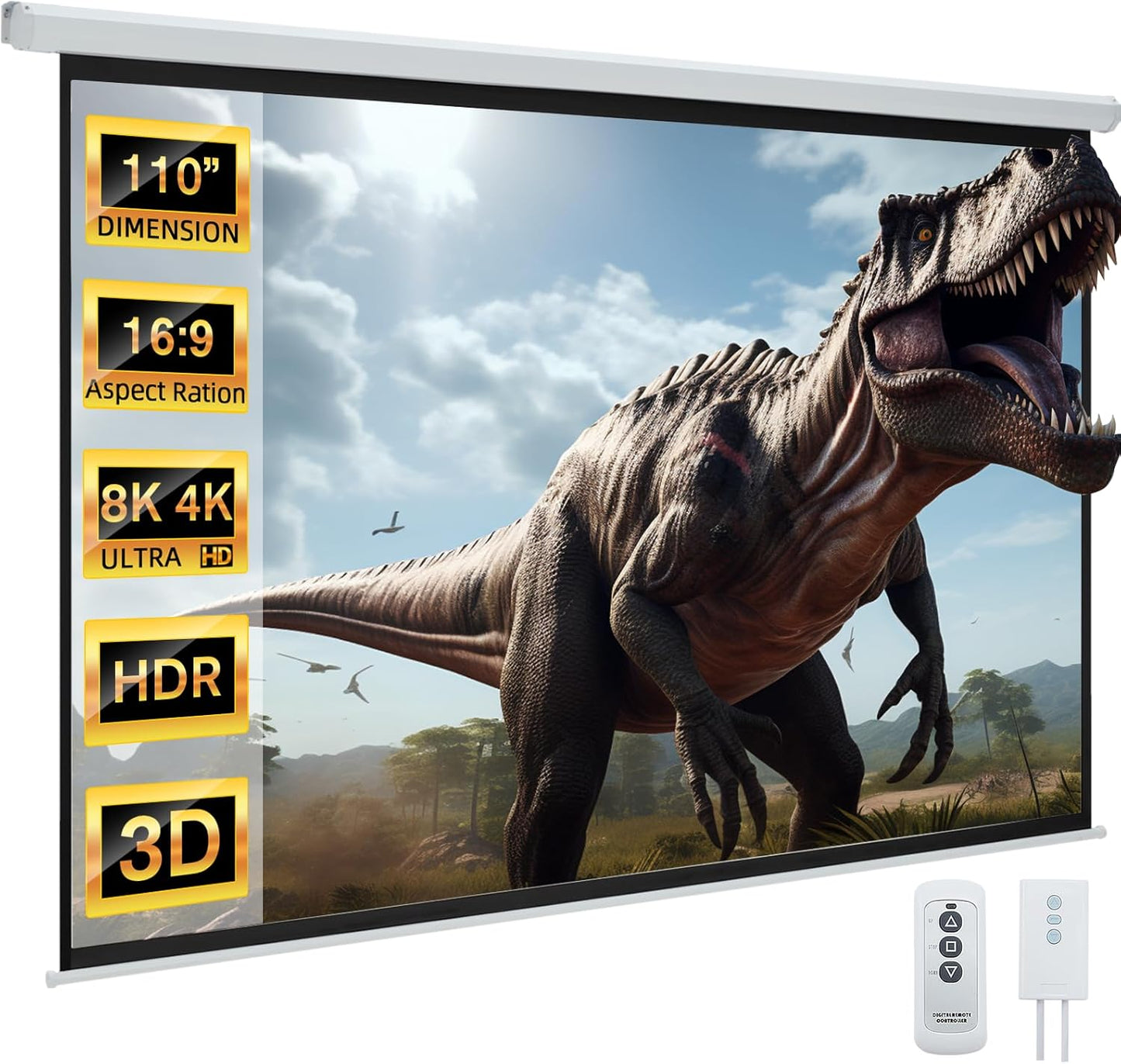 YODOLLA 110 Motorized 4K HD Projector Screen: Easy Remote Control