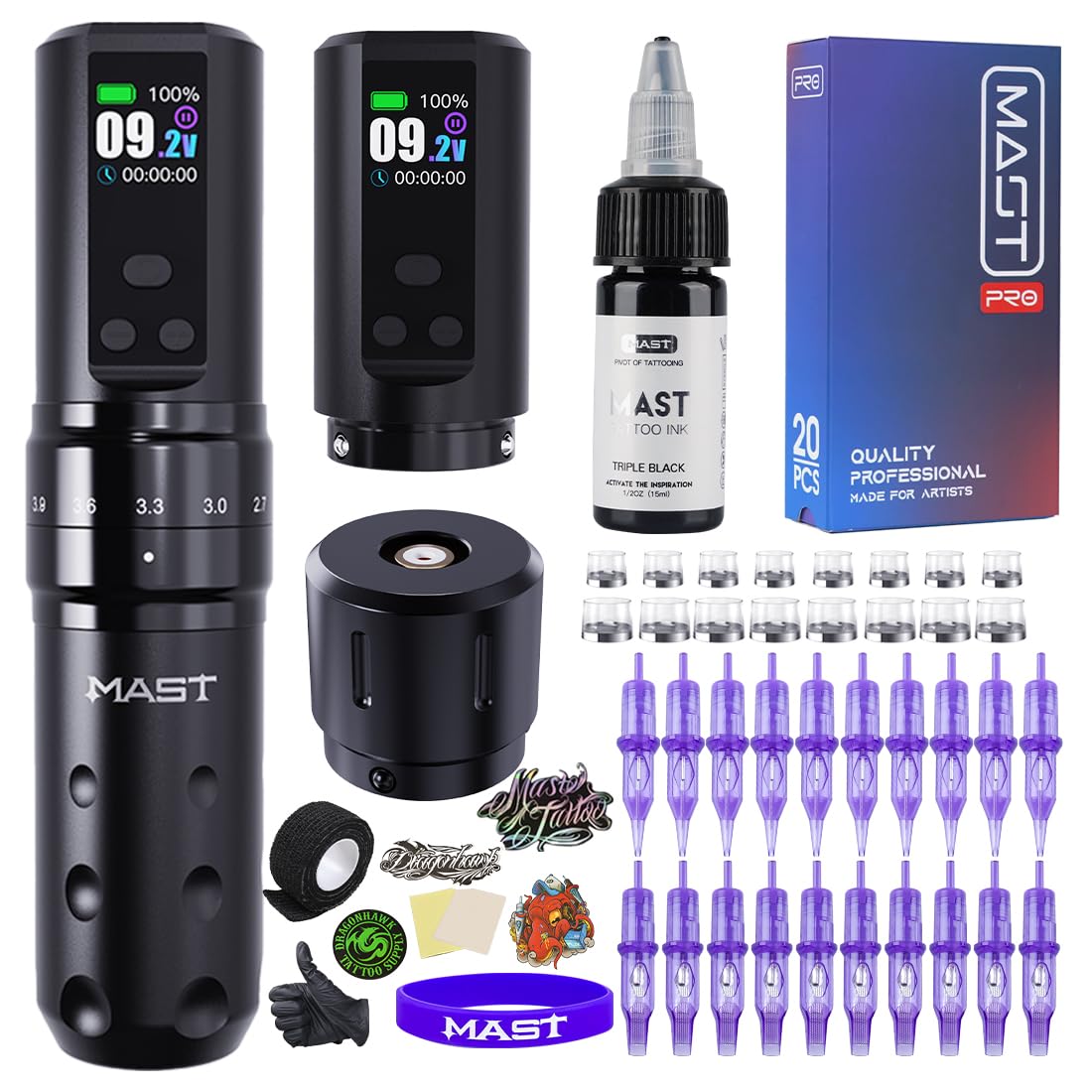 Mast Fold2 Pro Tattoo Kit with Cordless Tattoo Gun Machine