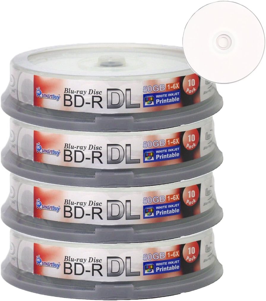 Smartbuy 40-disc 50GB Blu-ray BD-R DL Printable Media Discs