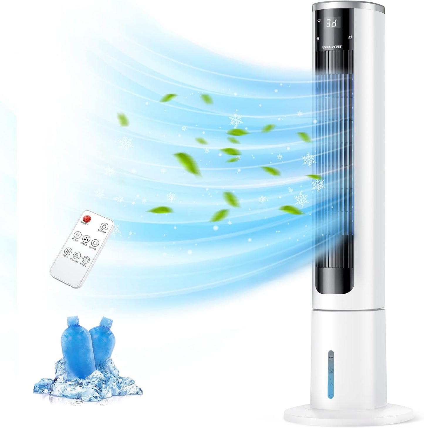 VAGKRI 80 Oscillation Air Cooler: Ice Packs, Remote Control
