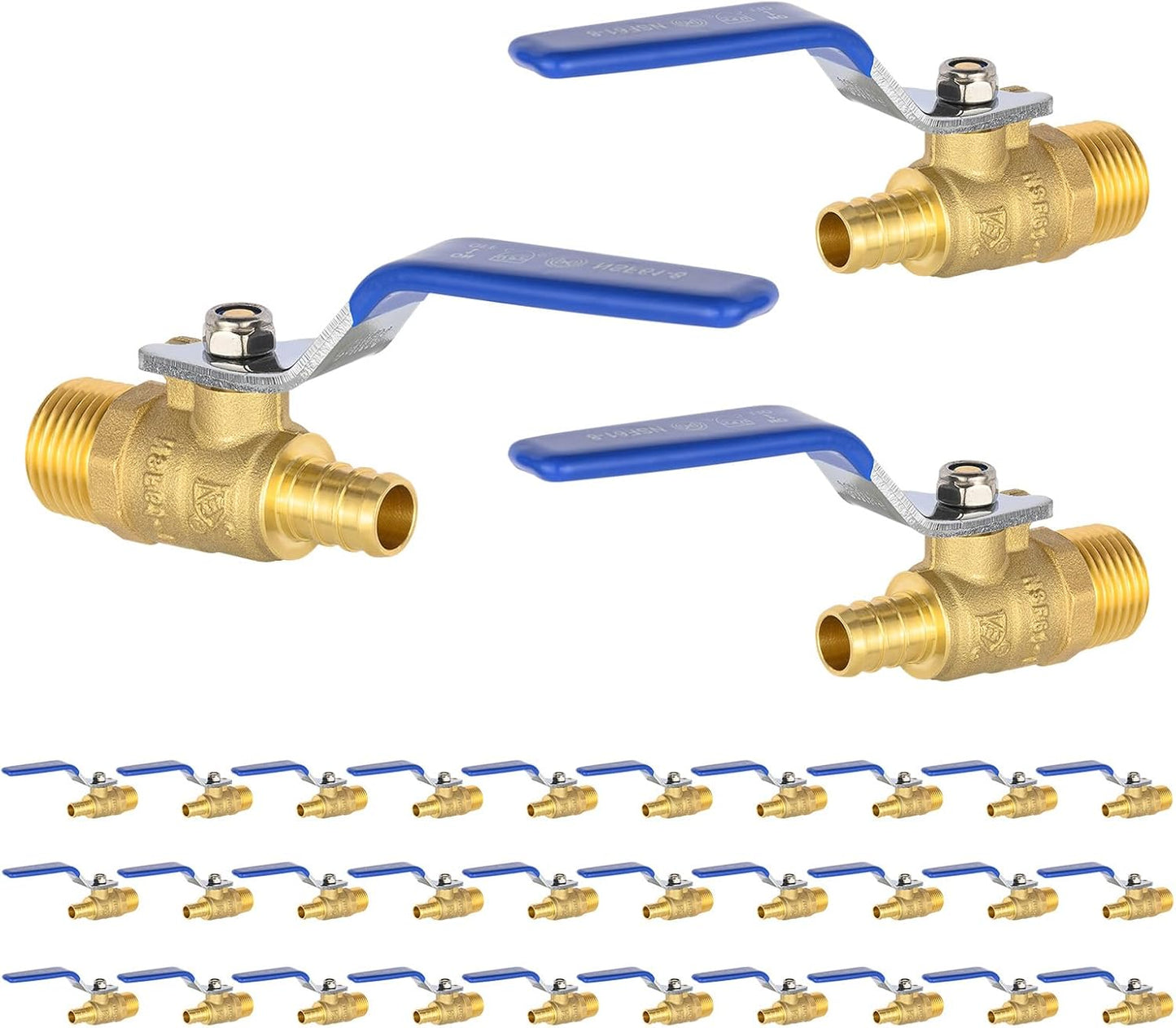 Pack of 30 Crimp Pex 3/4 Inch Brass Shut-off Ball Valves