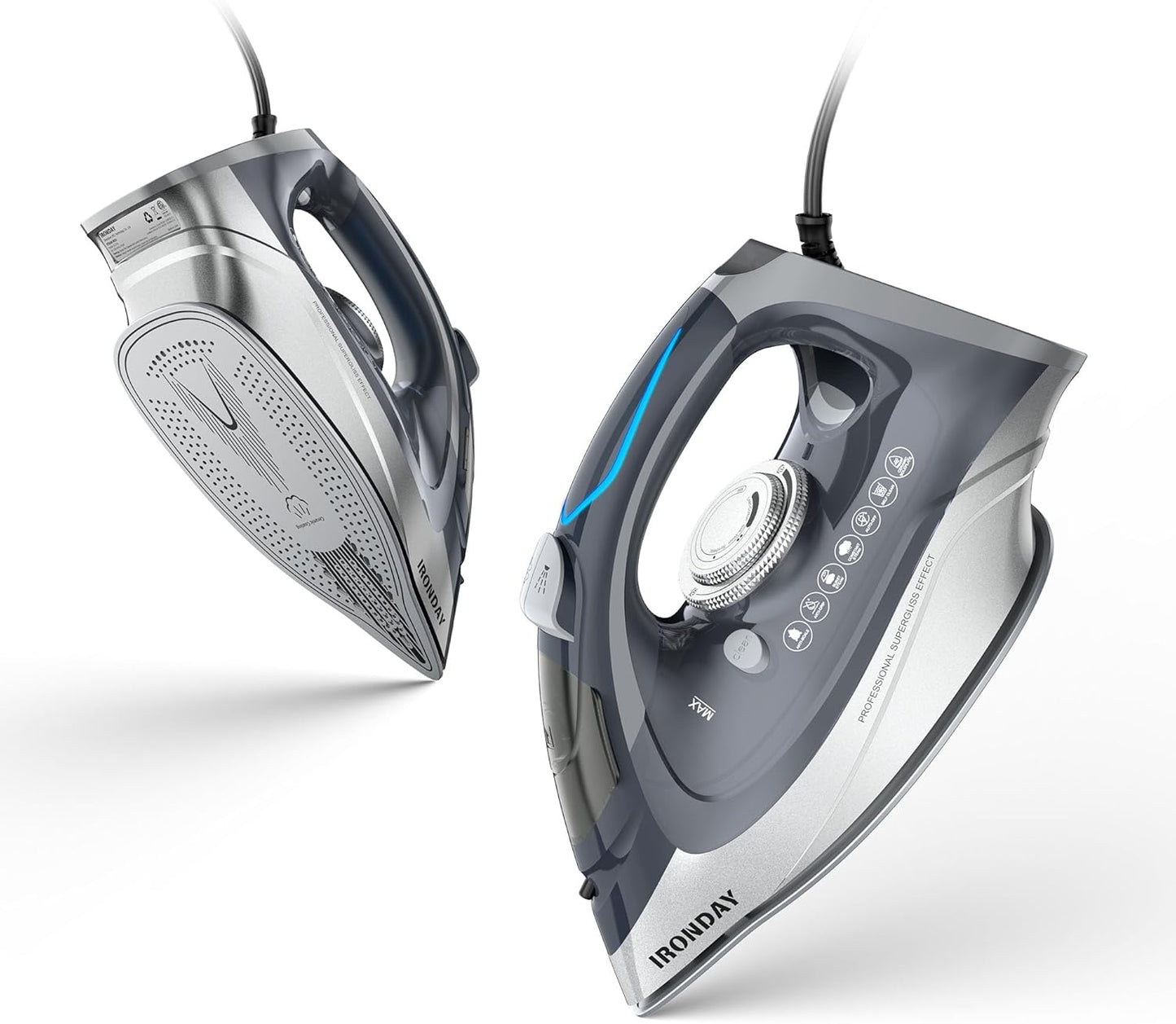 Steam Iron for Clothes with Rapid Heating and Auto Shutoff