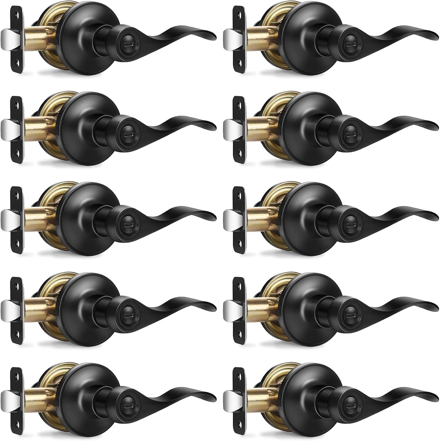 10 Pack Matte Black Privacy Door Handles for Modern Homes
